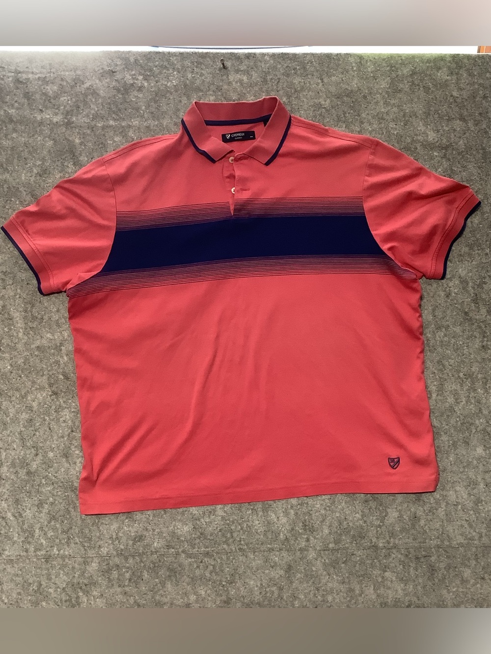 Daniel Cremieux Coral Polo with Navy Chest Band